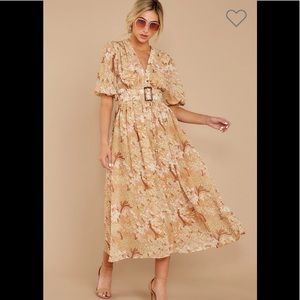 First Impressions Goldenrod Floral Midi Dress